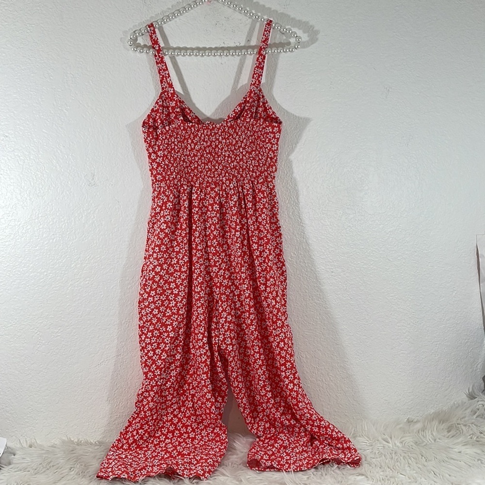 OLD NAVY RED FLORAL WAIST-DEFINED TIE-FRONT CAMI JUMPSUIT SIZE XS NEW - Picture 5 of 10